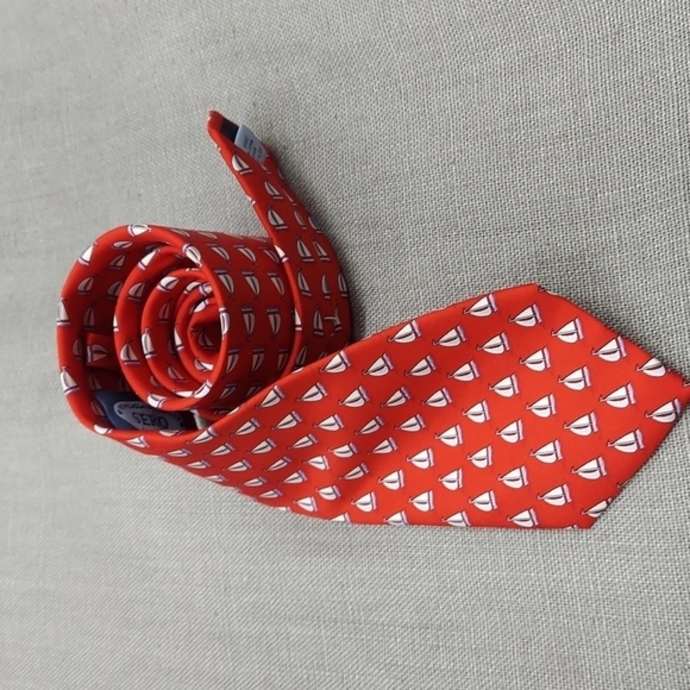 Sero New England Classics Silk Tie Red w/Sailboat Design